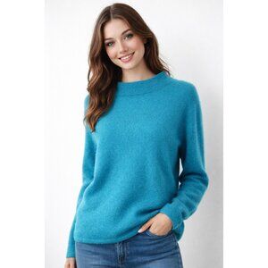 Westbound 100% Cashmere Women's Aqua Blue Mock Neck Sweater, Lg, *READ*